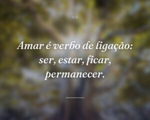 Amar é verbo de ligação: ser, estar, ficar, permanecer.