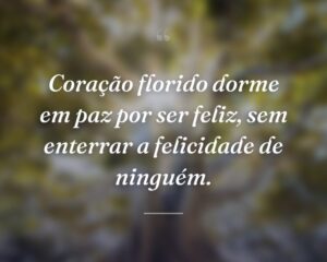 Coração florido dorme em paz por ser feliz, sem enterrar a felicidade de ninguém.