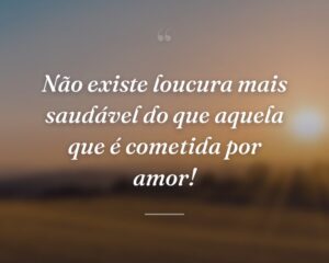 Não existe loucura mais saudável do que aquela que é cometida por amor!