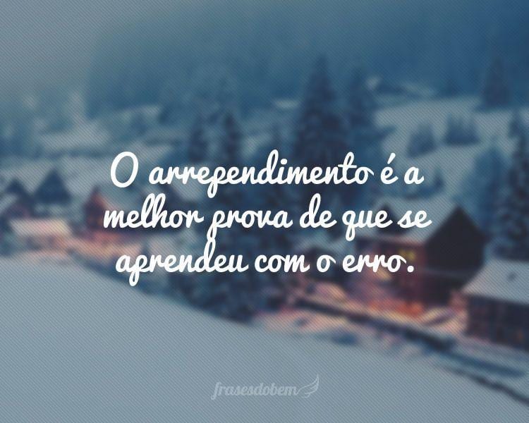 O arrependimento é a melhor prova de que se aprendeu com o erro.