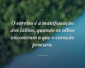 O sorriso é a manifestação dos lábios, quando os olhos encontram o que o coração procura.