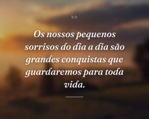 Os nossos pequenos sorrisos do dia a dia são grandes conquistas que guardaremos para toda vida.
