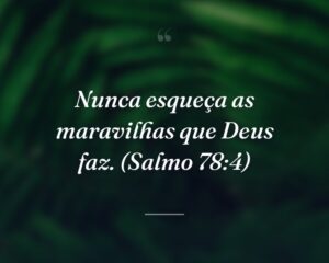 Nunca esqueça as maravilhas que Deus faz. (Salmo 78:4)