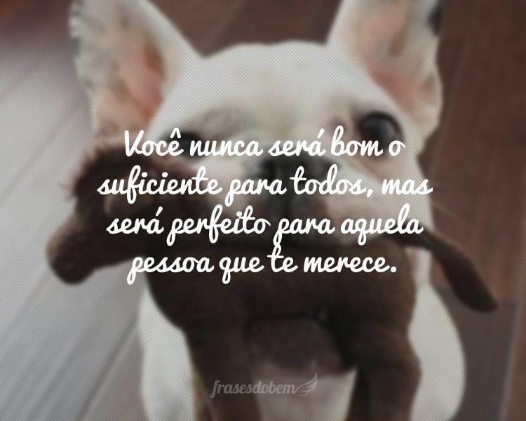 Você nunca será bom o suficiente para todos, mas será perfeito para aquela pessoa que te merece.