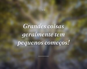 Grandes coisas geralmente tem pequenos começos!