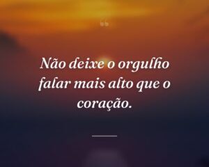 Não deixe o orgulho falar mais alto que o coração.