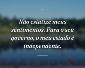 Não estatize meus sentimentos. Para o seu governo, o meu estado é independente.