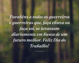 Parabéns a todos os guerreiros e guerreiras que, faça chuva ou faça sol, se levantam diariamente em busca de um futuro melhor. Feliz Dia do Trabalho!