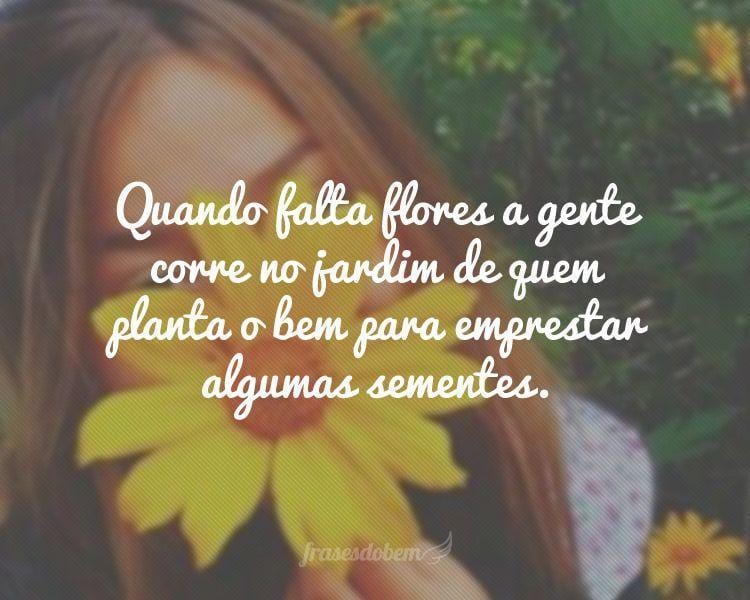 Quando falta flores a gente corre no jardim de quem planta o bem para emprestar algumas sementes.