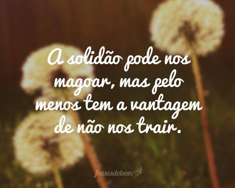 A solidão pode nos magoar, mas pelo menos tem a vantagem de não nos trair.