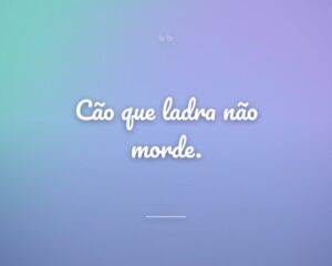 Cão que ladra não morde.