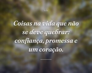 Coisas na vida que não se deve quebrar: confiança, promessa e um coração.