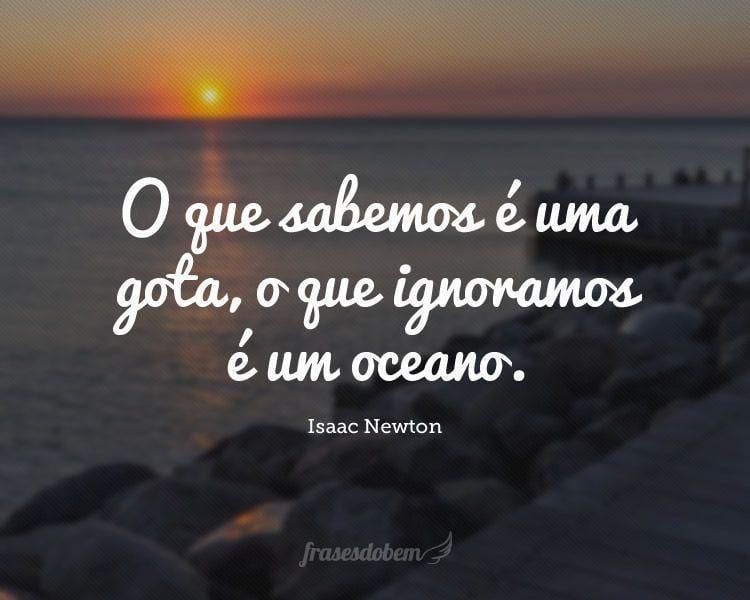 O que sabemos é uma gota, o que ignoramos é um oceano.