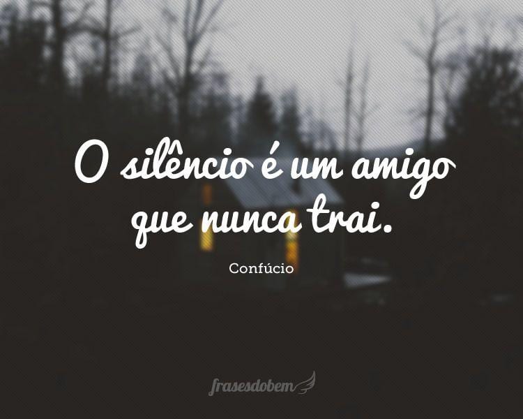 O silêncio é um amigo que nunca trai.