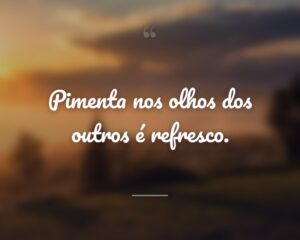 Pimenta nos olhos dos outros é refresco.