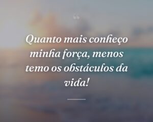 Quanto mais conheço minha força, menos temo os obstáculos da vida!