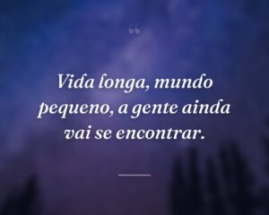 Vida longa, mundo pequeno, a gente ainda vai se encontrar.
