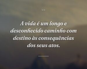 A vida é um longo e desconhecido caminho com destino às consequências dos seus atos.