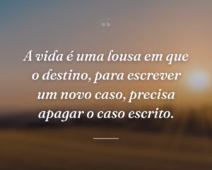 A vida é uma lousa em que o destino, para escrever um novo caso, precisa apagar o caso escrito.