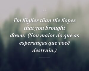 I'm higher than the hopes that you brought down.
(Sou maior do que as esperanças que você destruiu.)