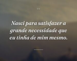 Nasci para satisfazer a grande necessidade que eu tinha de mim mesmo.