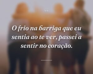 O frio na barriga que eu sentia ao te ver, passei a sentir no coração.