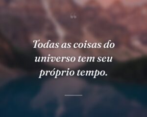 Todas as coisas do universo tem seu próprio tempo.
