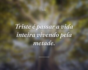 Triste é passar a vida inteira vivendo pela metade.