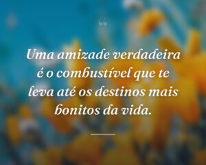 Uma amizade verdadeira é o combustível que te leva até os destinos mais bonitos da vida.