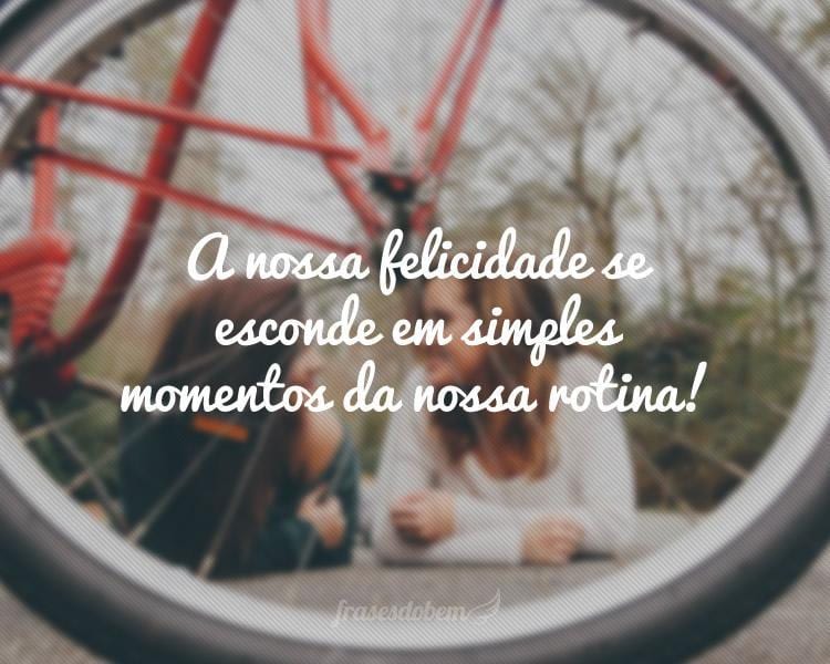 A nossa felicidade se esconde em simples momentos da nossa rotina!