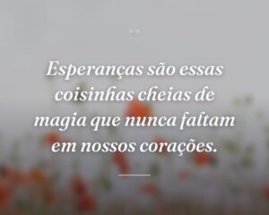 Esperanças são essas coisinhas cheias de magia que nunca faltam em nossos corações.