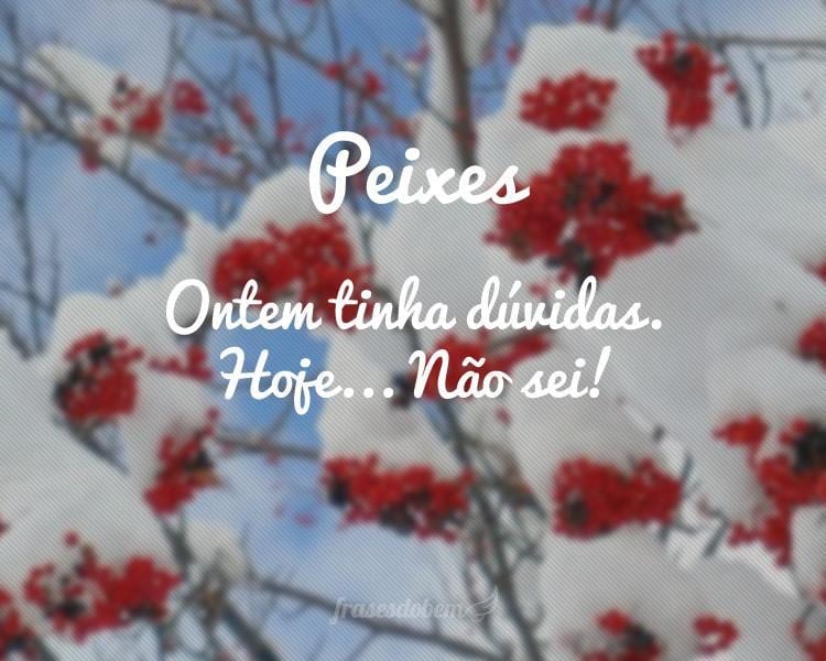 Peixes: Ontem tinha dúvidas. Hoje... Não sei!