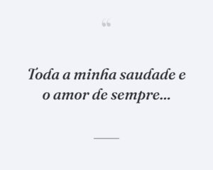 Toda a minha saudade e o amor de sempre...
