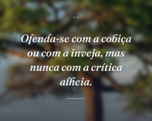 Ofenda-se com a cobiça ou com a inveja, mas nunca com a crítica alheia.