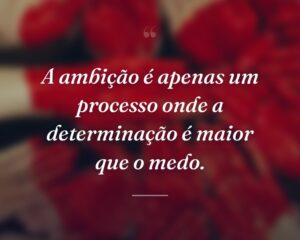 A ambição é apenas um processo onde a determinação é maior que o medo.