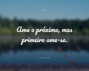 Ame o próximo, mas primeiro ame-se.