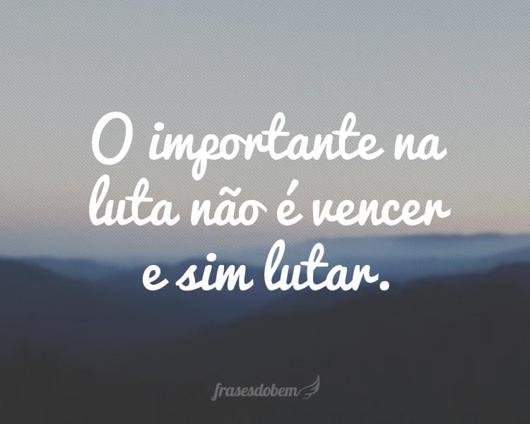 O importante na luta não é vencer e sim lutar.