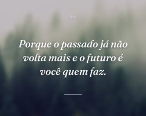 Porque o passado já não volta mais e o futuro é você quem faz.