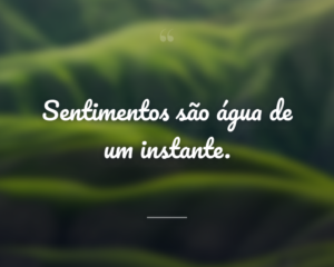 Sentimentos são água de um instante.