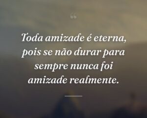Toda amizade é eterna, pois se não durar para sempre nunca foi amizade realmente.