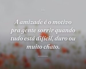 A amizade é o motivo pra gente sorrir quando tudo está difícil, duro ou muito chato.
