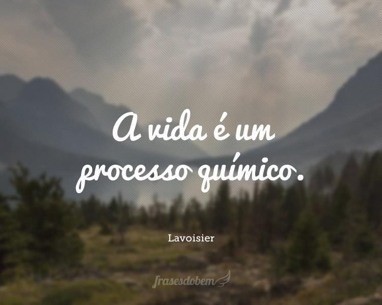 A vida é um processo químico.