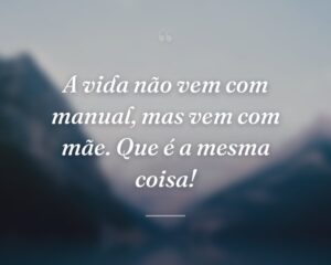 A vida não vem com manual, mas vem com mãe. Que é a mesma coisa!