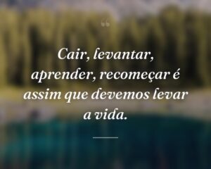Cair, levantar, aprender, recomeçar é assim que devemos levar a vida.