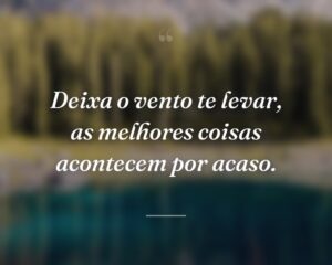 Deixa o vento te levar, as melhores coisas acontecem por acaso.