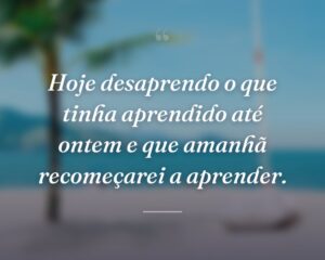 Hoje desaprendo o que tinha aprendido até ontem e que amanhã recomeçarei a aprender.