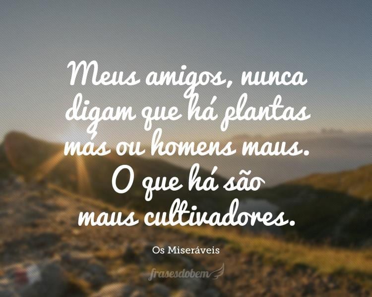 Meus amigos, nunca digam que há plantas más ou homens maus. O que há são maus cultivadores.