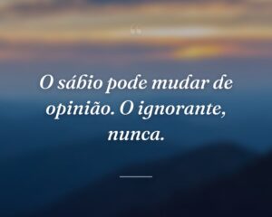 O sábio pode mudar de opinião. O ignorante, nunca.