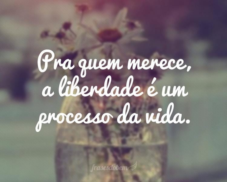 Pra quem merece, a liberdade é um processo da vida.