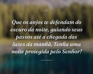 Que os anjos te defendam do escuro da noite, guiando seus passos até a chegada das luzes da manhã. Tenha uma noite protegida pelo Senhor!